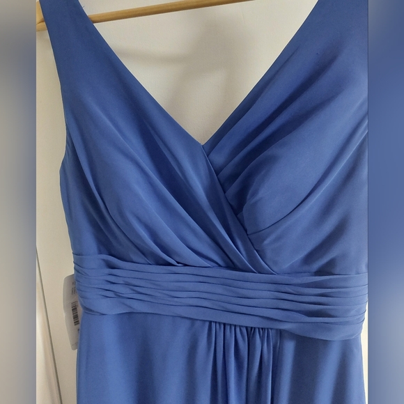 Azazie Cobalt Blue V-Neck Maxi Dress with Front Slit - Picture 6 of 9